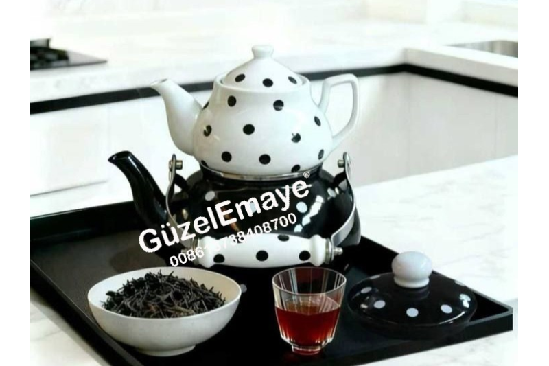 0.75L/2.1L GüzelEmaye Porcelain Teapot Enamel Kettle Set With Colors & Decal Designs