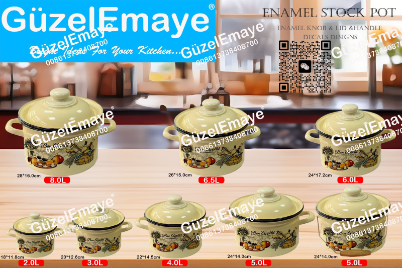 New Style Enamelware18/20/22/24/24/26/28cm Enamel Casserole Pot Stock Pot Russia Enamel Pot 2.0L,3.0L,4.0L,5.0L,6.0L,6.5L,8.0L
