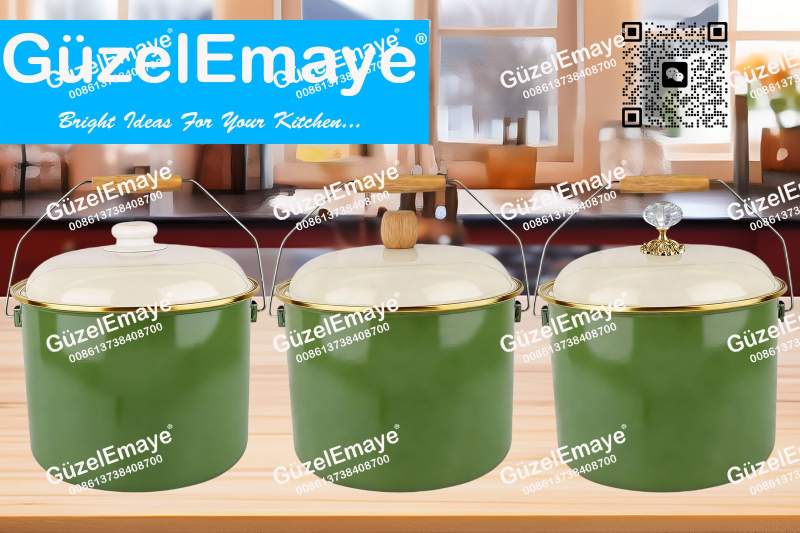 GüzelEmaye Serisi Emaye Bakraç Enamel Bucket Pot Enamel Stock Pot Casserole Pot Enamel Cookware 18cm/20cm/22cm/24cm/26cm