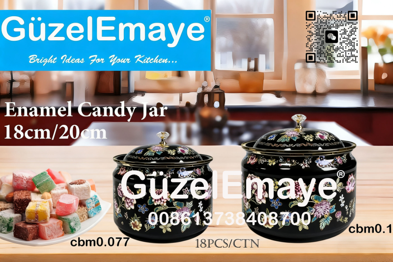 Home Luxury Enamel Candy Jar Multi-Functional Container Enamel Can Enamel Sugar Pot  الجرة المنكورة بالزينة، مليئة بالحلويات العربية ا