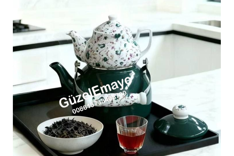 0.75L/2.5L GüzelEmaye Porcelain Teapot Enamel Kettle Set With Colors & Decal Designs
