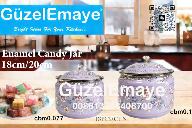 Home Luxury Enamel Candy Jar Multi-Functional Container Enamel Can Enamel Sugar Pot  الجرة المنكورة بالزينة، مليئة بالحلويات العربية ا