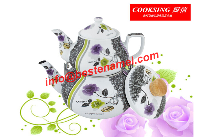 BK-807F Porcelain Enamel Teapot｜Teapot Kettle Set｜Porcelain Enamel Kettle｜Teapot Kettle Set｜Enamel Kettle Set｜Enamel Kettle