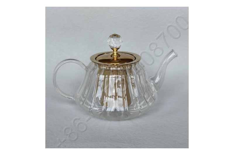 0.8L/1.0L/1.2L Luxury High Quality Tea Pot Gold Stainless Steel Filter And Lid Glass Handle Heat Resistant Glass Teapot