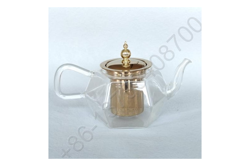 1.0L/1.2L/1.5L Luxury High Quality Tea Pot Gold Stainless Steel Filter And Lid Glass Handle Heat Resistant Glass Teapot