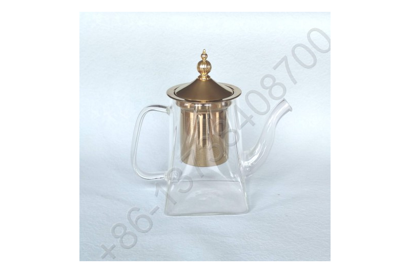 0.35L/0.75L/0.95L Luxury High Quality Tea Pot Gold Stainless Steel Filter And Lid Glass Handle Heat Resistant Glass Teapot