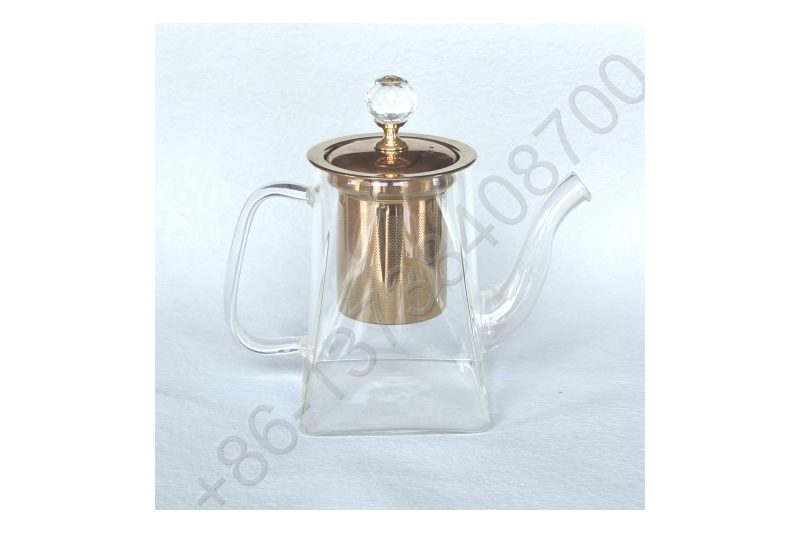 0.35L/0.75L/0.95L Luxury High Quality Tea Pot Gold Stainless Steel Filter And Lid Glass Handle Heat Resistant Glass Teapot