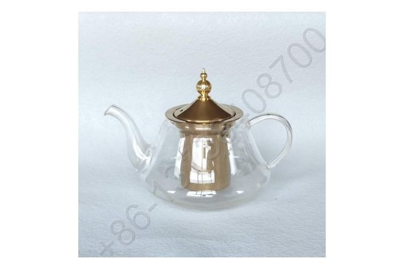 0.8L/1.0L/1.2L Luxury High Quality Tea Pot Gold Stainless Steel Filter And Lid Glass Handle Heat Resistant Glass Teapot