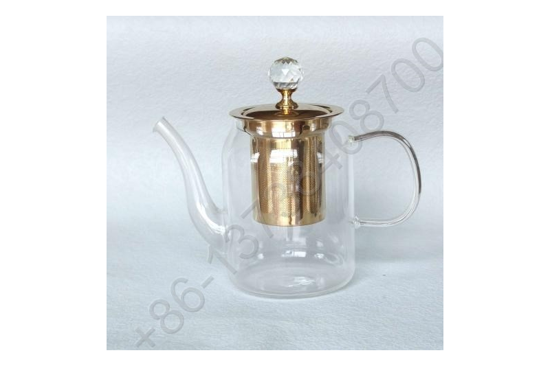 0.6L/0.9L/1.2L Luxury High Quality Tea Pot Gold Stainless Steel Filter And Lid Glass Handle Heat Resistant Glass Teapot