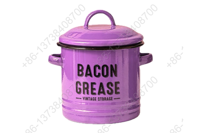 Enamel Bacon Grease Vintage Storage Container With Mesh Strainer Dedicated Pan Dripping Containers