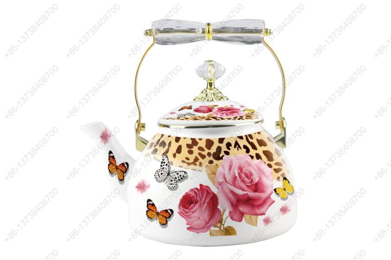 1.2L/1.5L/1.8L/2.5L/4.0L/5.0LLuxury High Quality Enamel Coating Kettle With Decals / Colors Acrylic Handle And Golden Knobs