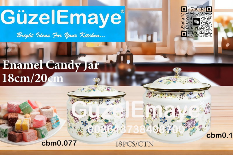 Home Luxury Enamel Candy Jar Multi-Functional Container Enamel Can Enamel Sugar Pot  الجرة المنكورة بالزينة، مليئة بالحلويات العربية ا