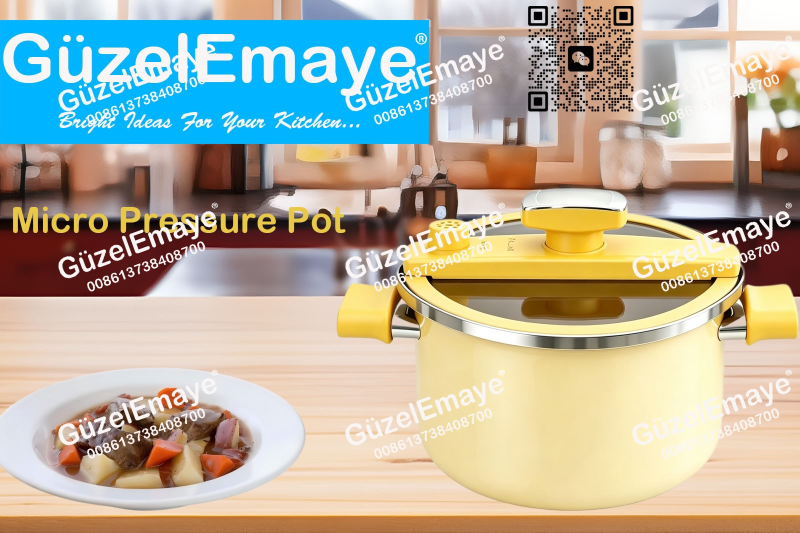 GüzelEmaye Household High Grade Straight Shape 27cm/6.2L Enamel Micro Pressure Cooking Pot Multiple Colors For Wholesale