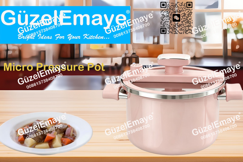 GüzelEmaye Household High Grade Straight Shape 27cm/6.2L Enamel Micro Pressure Cooking Pot Multiple Colors For Wholesale