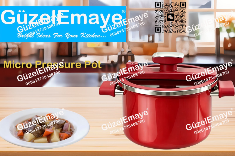 GüzelEmaye Household High Grade Straight Shape 27cm/6.2L Enamel Micro Pressure Cooking Pot Multiple Colors For Wholesale