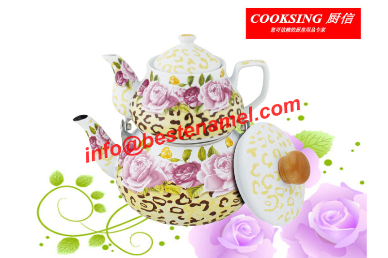 BK-807F Porcelain Enamel Teapot｜Teapot Kettle Set｜Porcelain Enamel Kettle｜Teapot Kettle Set｜Enamel Kettle Set｜Enamel Kettle