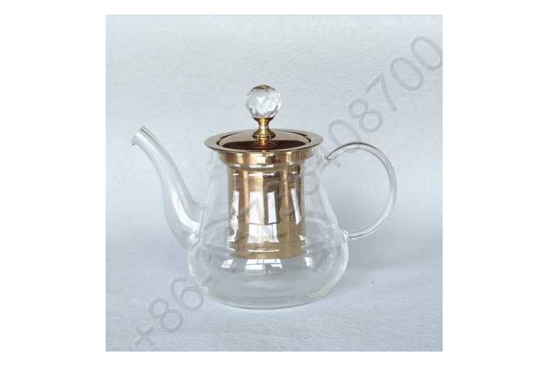 0.8L/1.0L/1.2L/1.5L Luxury High Quality Tea Pot Gold Stainless Steel Filter And Lid Glass Handle Heat Resistant Glass Teapot