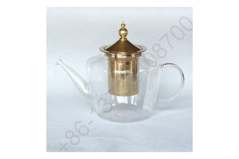 1.0L/1.2L/1.5L Luxury High Quality Tea Pot Gold Stainless Steel Filter And Lid Glass Handle Heat Resistant Glass Teapot