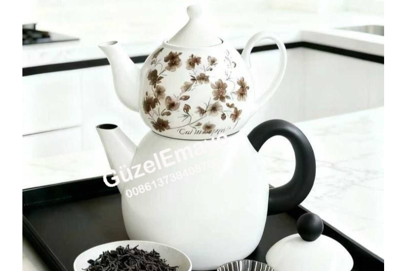 1.0L/3.2L GüzelEmaye Porcelain Teapot Enamel Kettle Set With Colors & Decal Designs