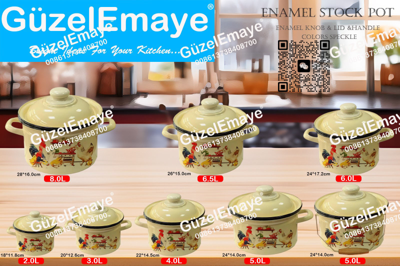 New Style Enamelware18/20/22/24/24/26/28cm Enamel Casserole Pot Stock Pot Russia Enamel Pot 2.0L,3.0L,4.0L,5.0L,6.0L,6.5L,8.0L